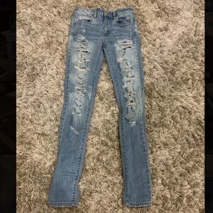 American Eagle x EOC distressed skinny jeans